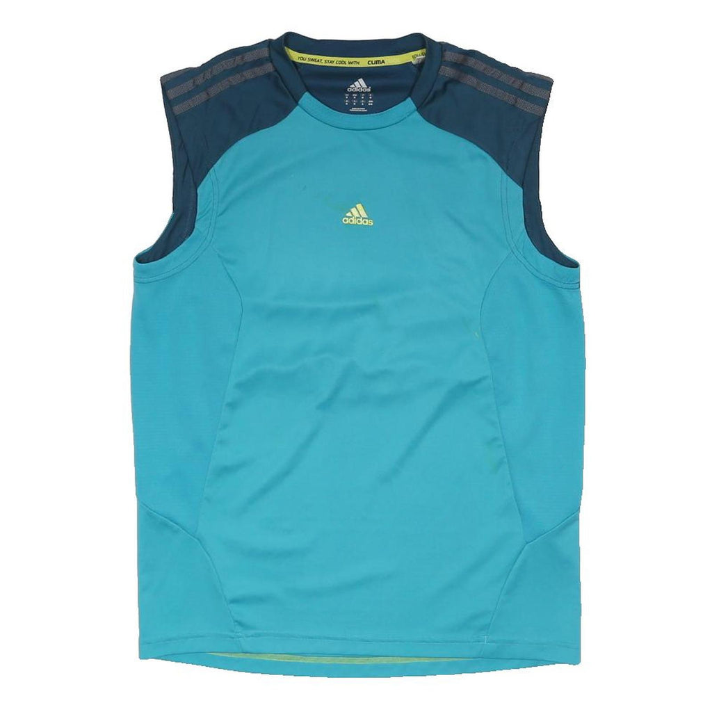 ADIDAS Mens Blue & Navy Sleeveless Round Neck Performance Sports T-Shirt M