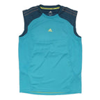 ADIDAS Mens Blue & Navy Sleeveless Round Neck Performance Sports T-Shirt M