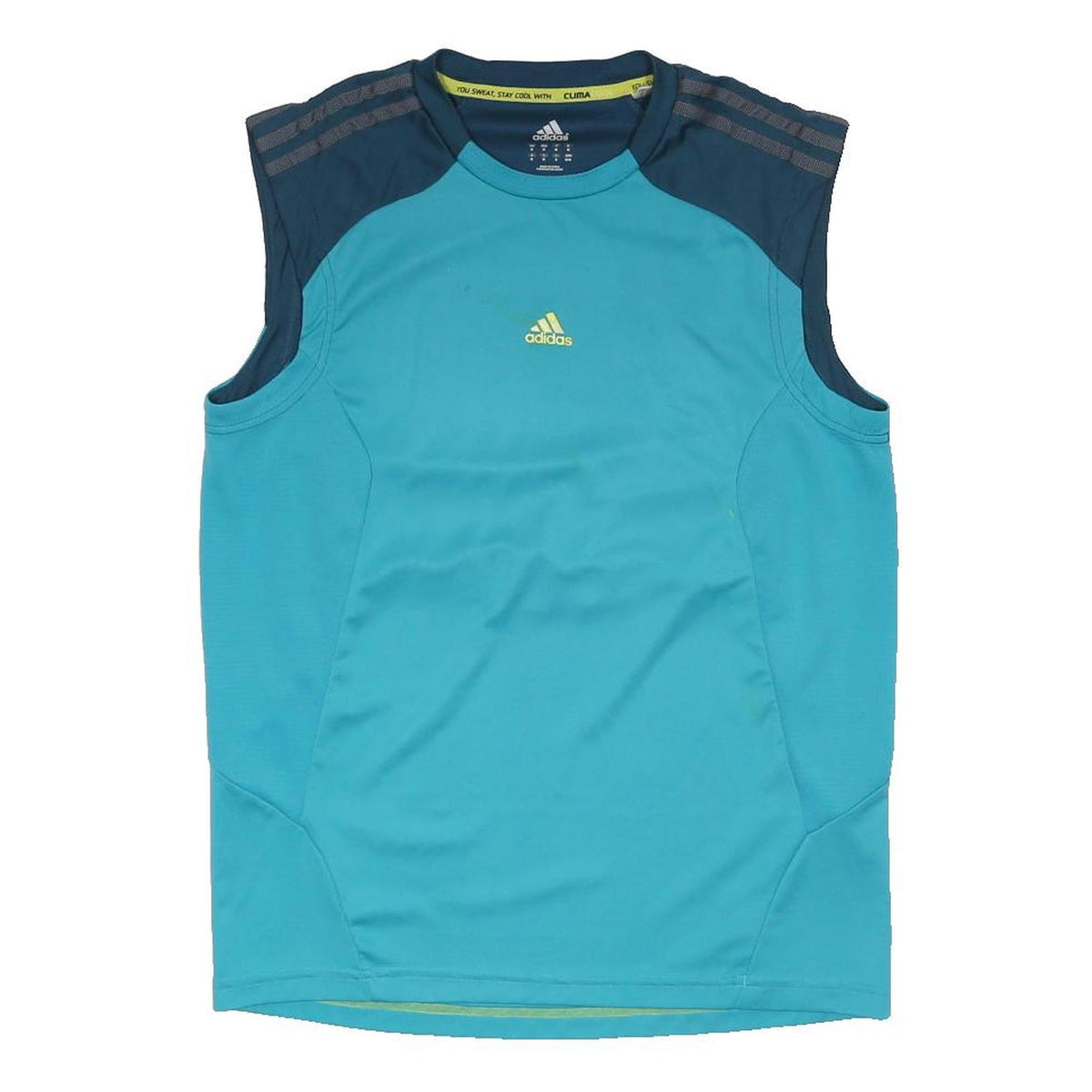 ADIDAS Mens Blue & Navy Sleeveless Round Neck Performance Sports T-Shirt M