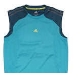 ADIDAS Mens Blue & Navy Sleeveless Round Neck Performance Sports T-Shirt M