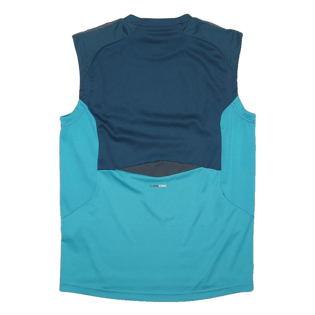 ADIDAS Mens Blue & Navy Sleeveless Round Neck Performance Sports T-Shirt M