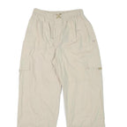 Womens Relaxed Beige Cotton Blend Drawstring Trousers W24 L28 Casual Comfort