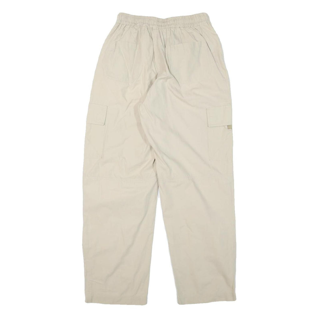 Womens Relaxed Beige Cotton Blend Drawstring Trousers W24 L28 Casual Comfort