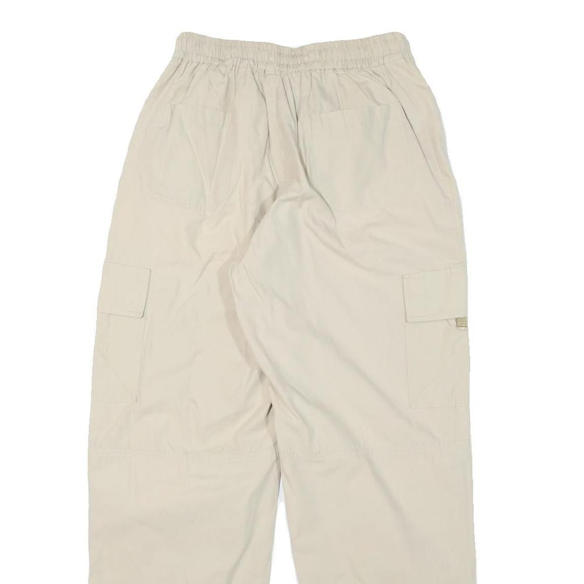 Womens Relaxed Beige Cotton Blend Drawstring Trousers W24 L28 Casual Comfort