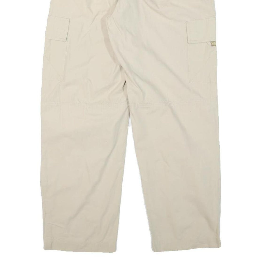 Womens Relaxed Beige Cotton Blend Drawstring Trousers W24 L28 Casual Comfort