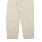 Womens Relaxed Beige Cotton Blend Drawstring Trousers W24 L28 Casual Comfort