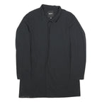 DKNY Mens Black Casual Jacket L Cotton Blend Button Closure Plain Style