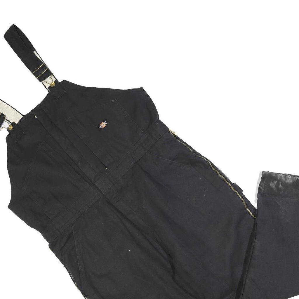 DICKIES Womens Black Relaxed Cotton Blend Dungarees 2XL W40 L30 Workwear