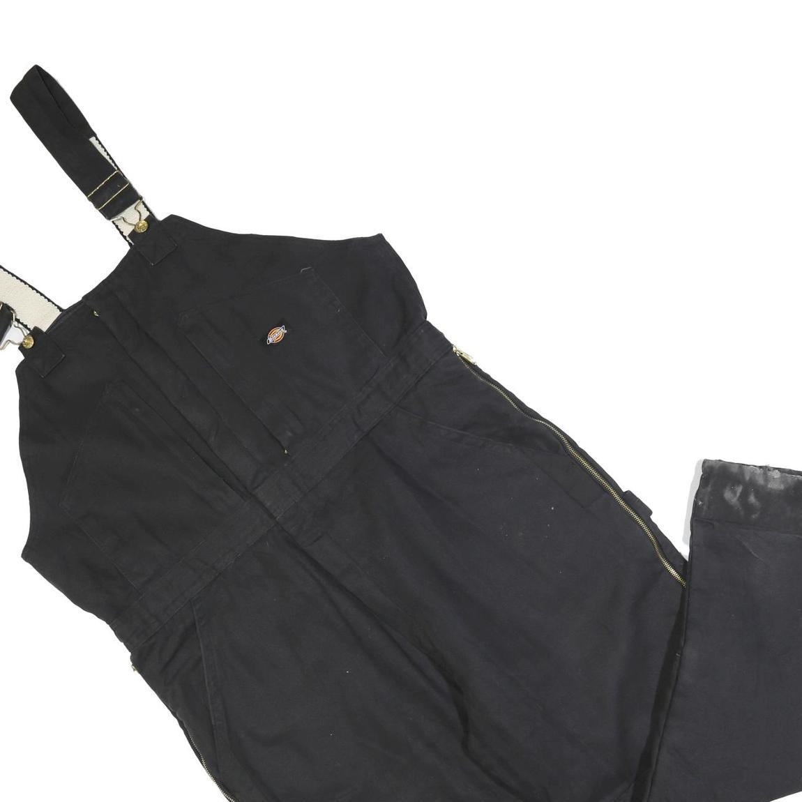 DICKIES Womens Black Relaxed Cotton Blend Dungarees 2XL W40 L30 Workwear