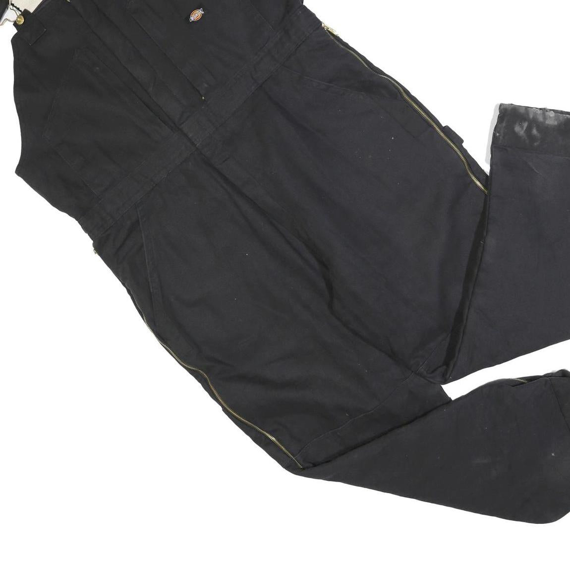 DICKIES Womens Black Relaxed Cotton Blend Dungarees 2XL W40 L30 Workwear