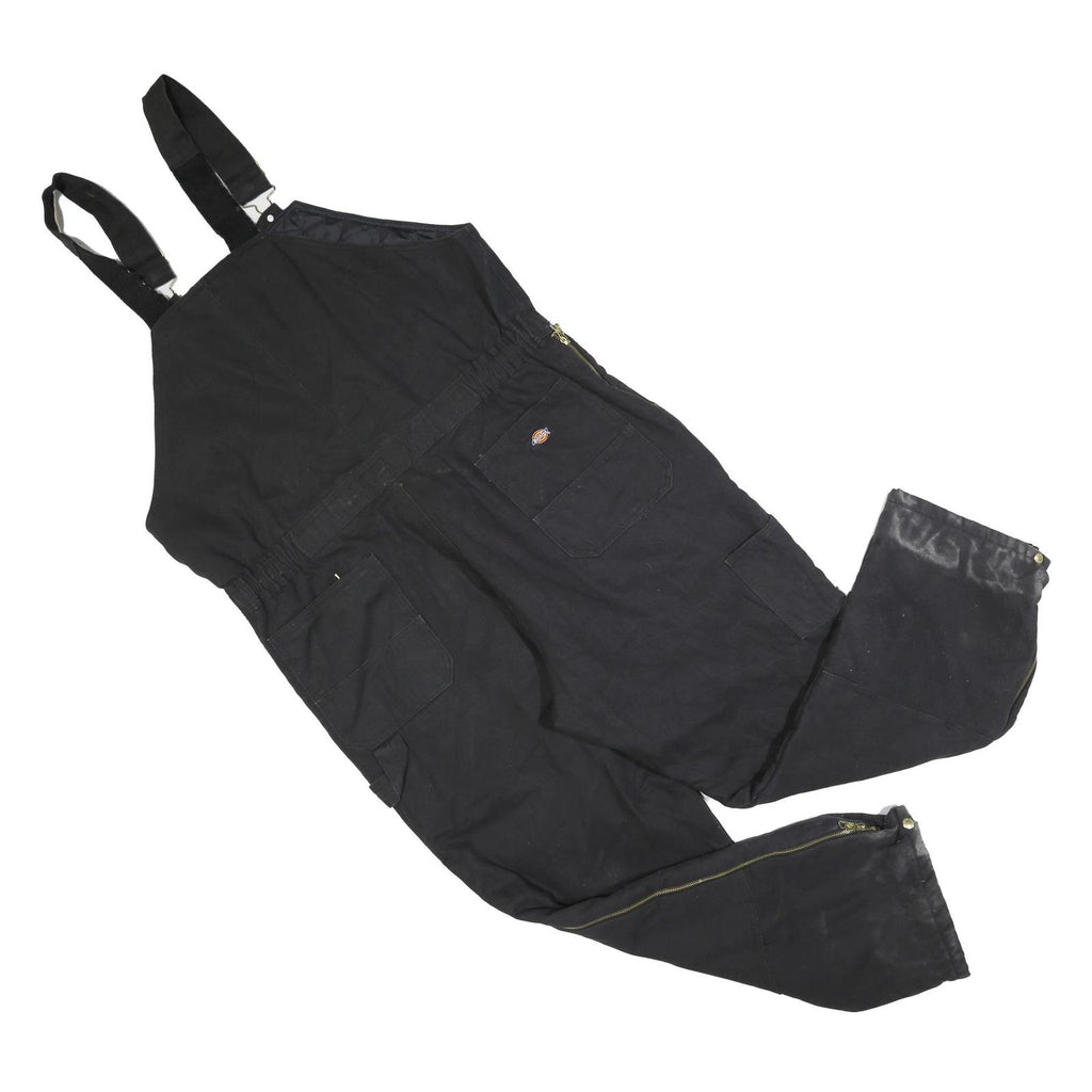 DICKIES Womens Black Relaxed Cotton Blend Dungarees 2XL W40 L30 Workwear