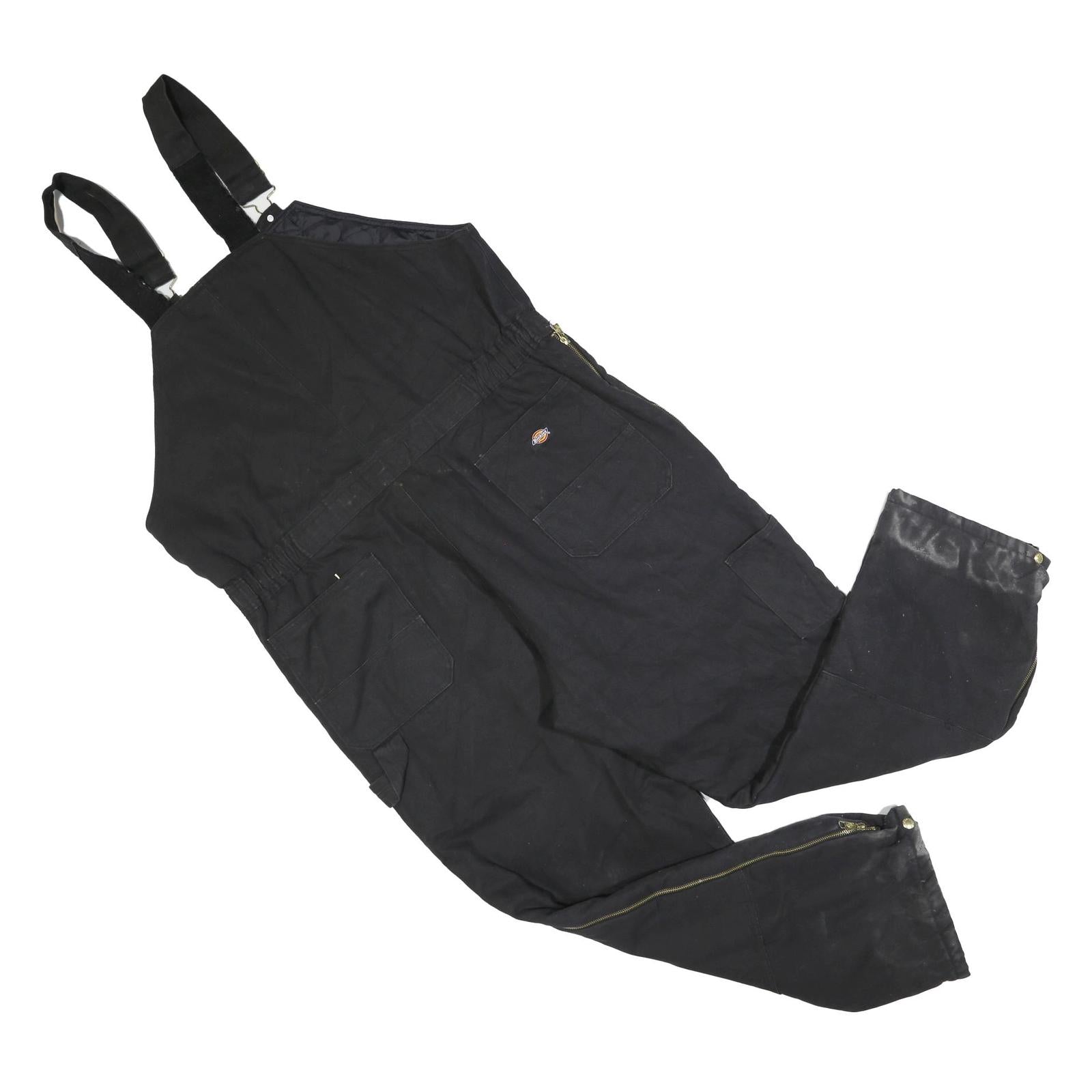 DICKIES Womens Black Relaxed Cotton Blend Dungarees 2XL W40 L30 Workwear