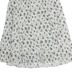 STEFANO Womens White Floral Pattern Midi Polyester Pleated Skirt L Elegant