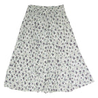 STEFANO Womens White Floral Pattern Midi Polyester Pleated Skirt L Elegant