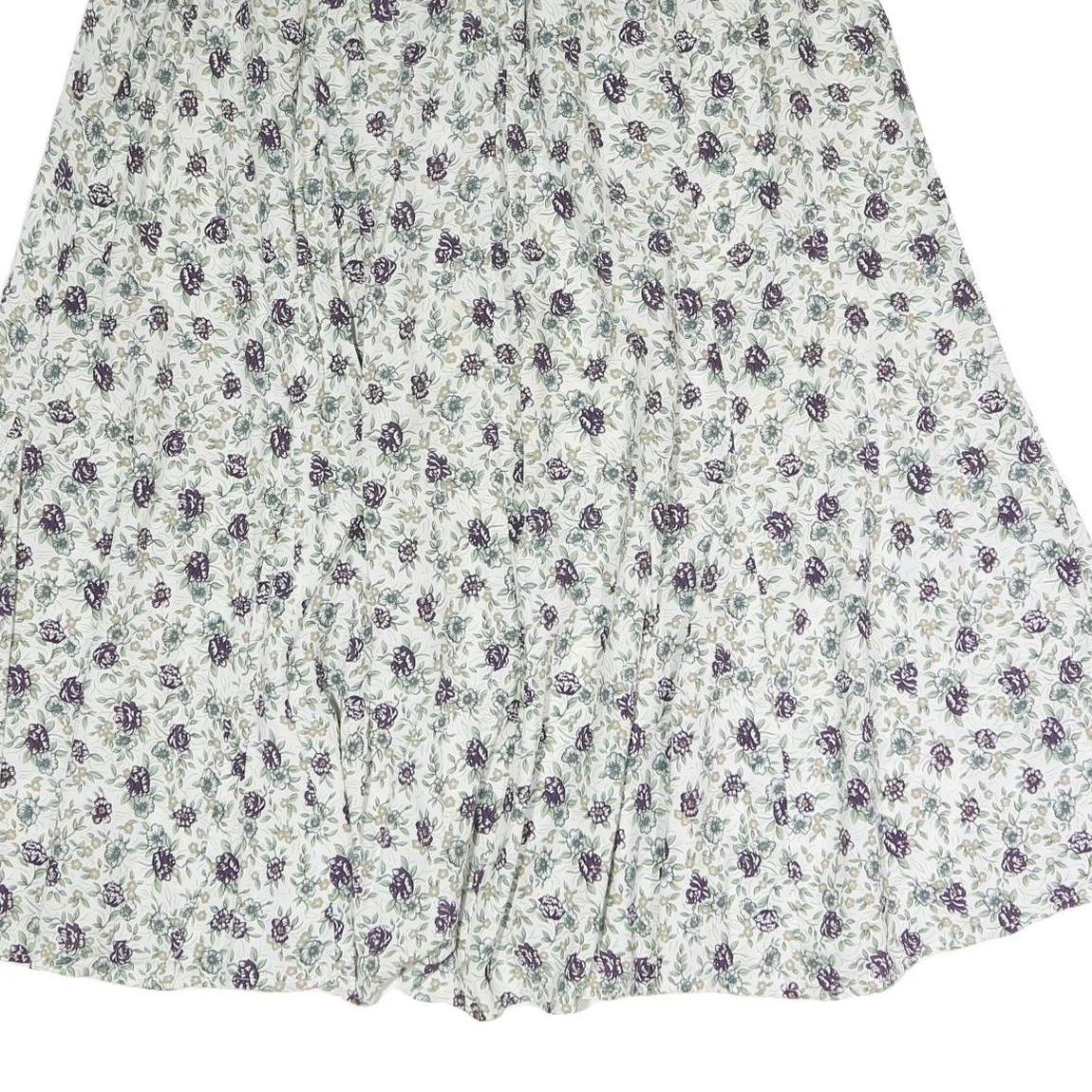 STEFANO Womens White Floral Pattern Midi Polyester Pleated Skirt L Elegant