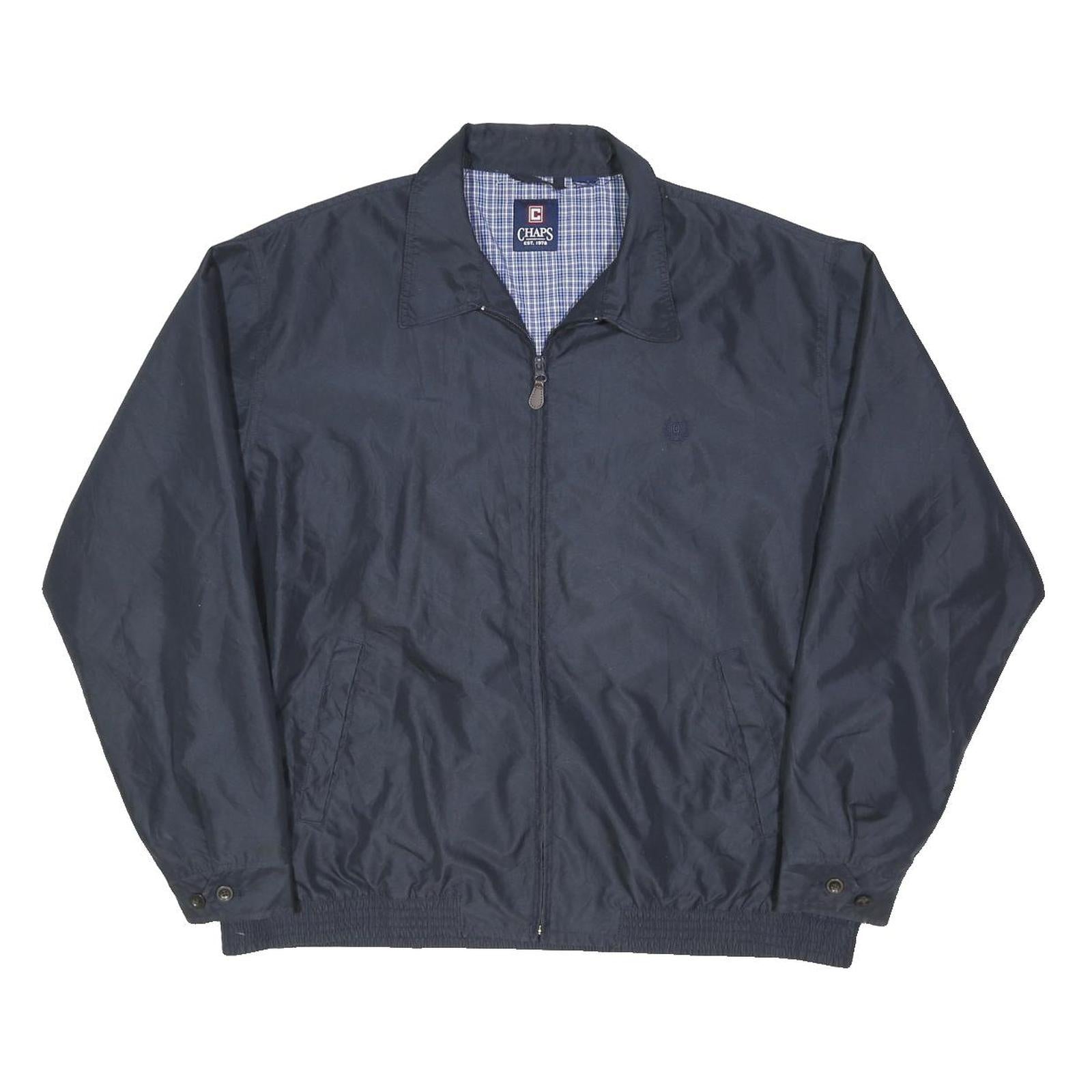 CHAPS Mens Navy Blue Classic Jacket XL Polyester Blend Zip Plain