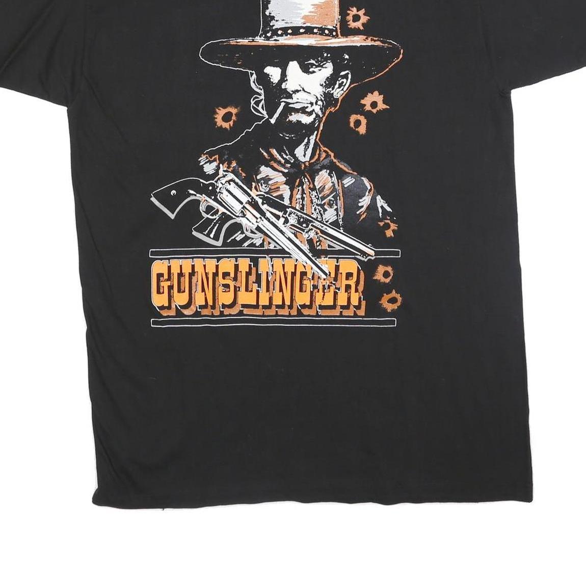 BACK ALLEY Single Stitch Mens Black Gunslinger Graphic T-Shirt XL Short Sleeve