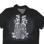 CALVIN KLEIN JEANS Mens Black Graphic Short Sleeve Polo Shirt L Casual Cotton