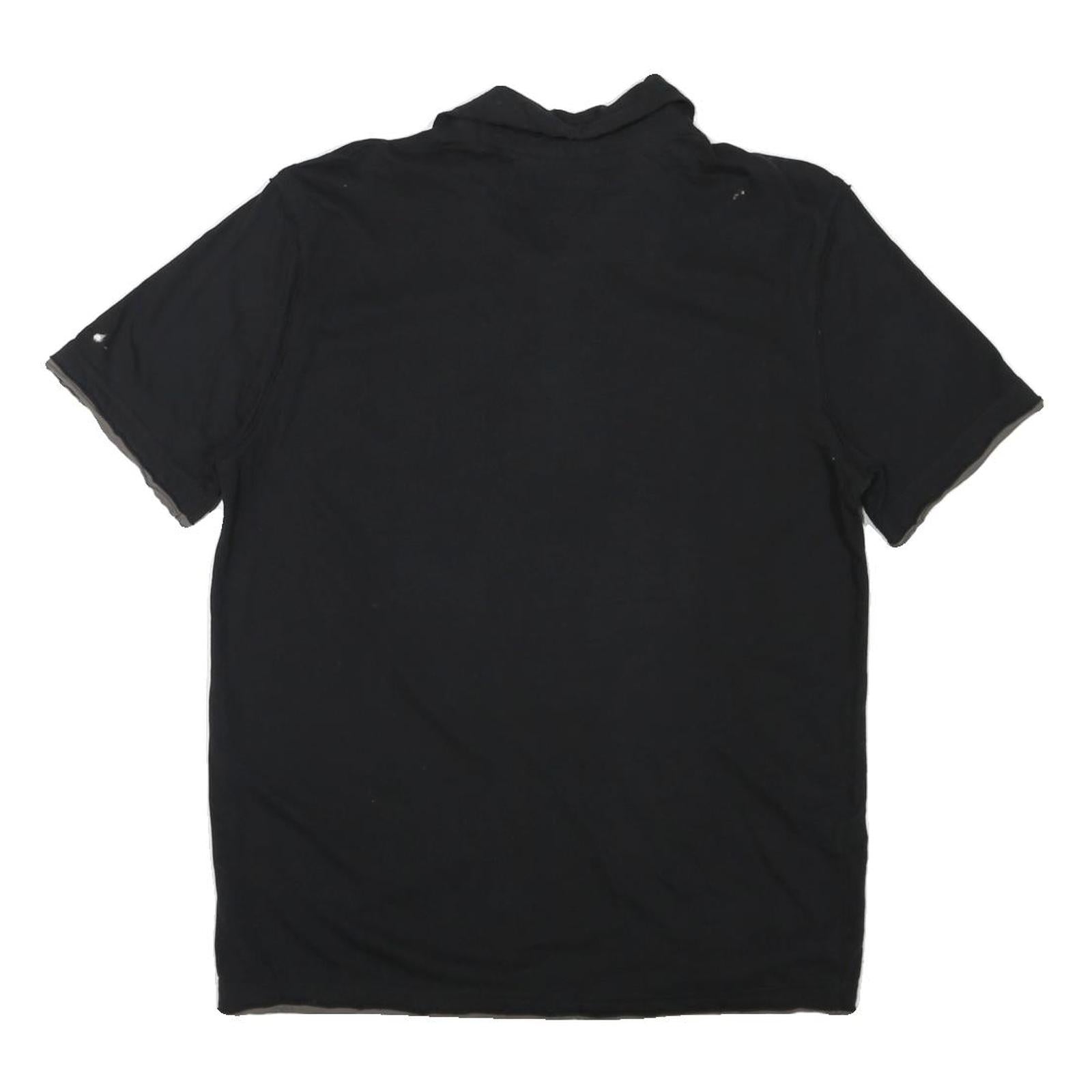 CALVIN KLEIN JEANS Mens Black Graphic Short Sleeve Polo Shirt L Casual Cotton