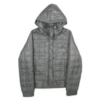 REEBOK Womens Grey Hooded Zip Jacket L Polyester Quilted Casual Outerwear