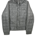 REEBOK Womens Grey Hooded Zip Jacket L Polyester Quilted Casual Outerwear