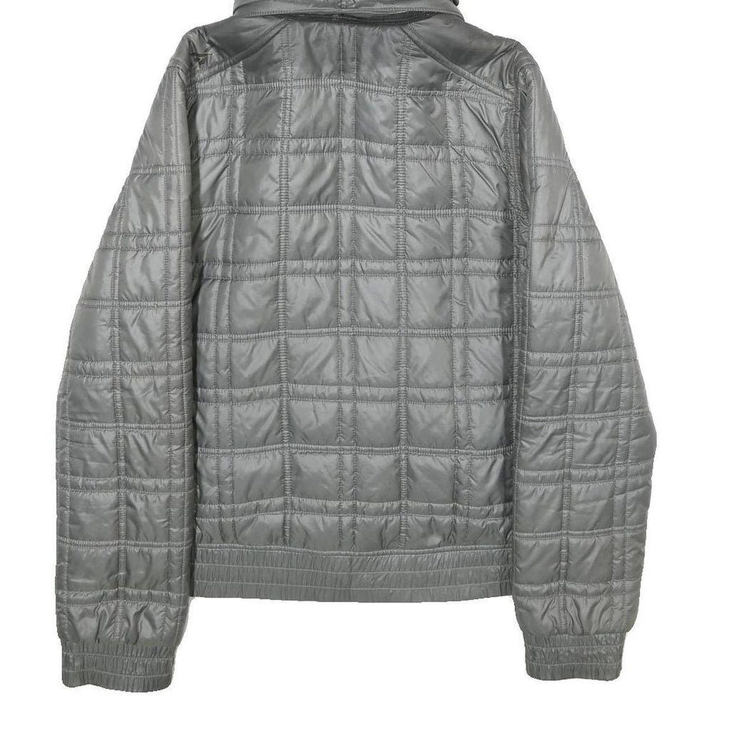 REEBOK Womens Grey Hooded Zip Jacket L Polyester Quilted Casual Outerwear