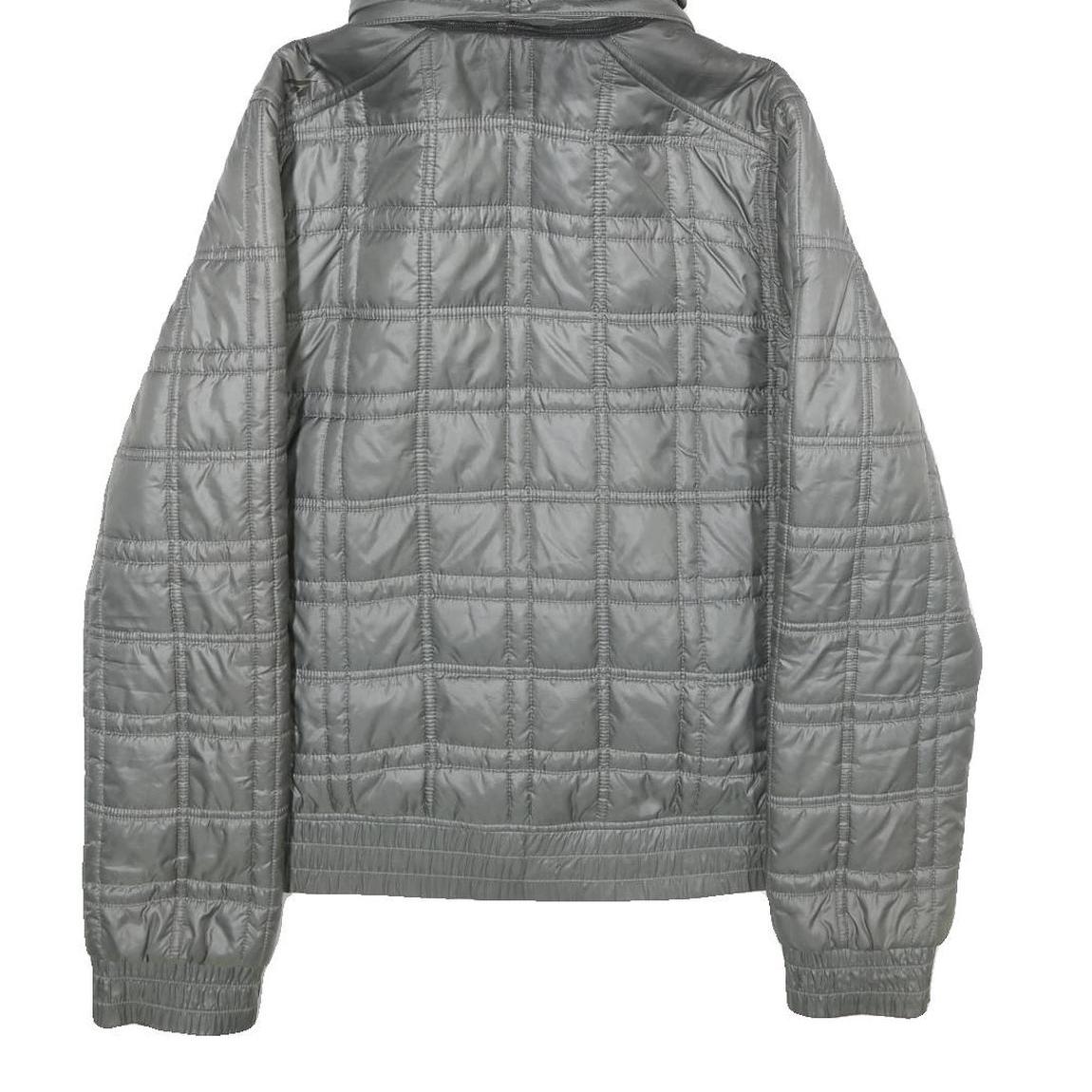 REEBOK Womens Grey Hooded Zip Jacket L Polyester Quilted Casual Outerwear