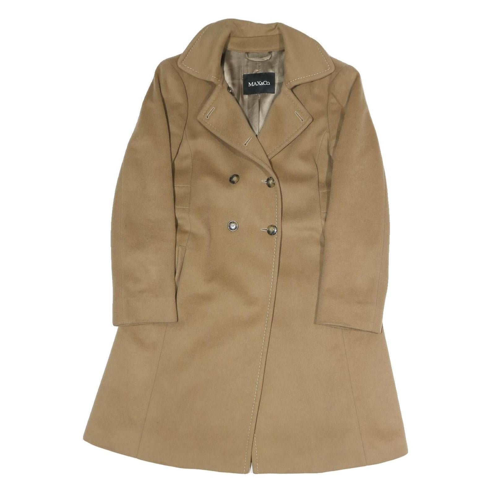 MAX&CO Womens Beige Classic Jacket UK 10 Polyester Blend Button Closure Tailored