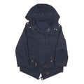 ZARA WOMAN Womens Navy Blue Cotton Blend Hooded Jacket S Zip Casual Outerwear