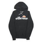 ELLESSE Mens Black Hoodie S Cotton Blend Pullover Hooded Sweatshirt Logo