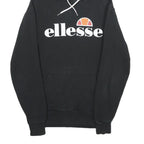 ELLESSE Mens Black Hoodie S Cotton Blend Pullover Hooded Sweatshirt Logo