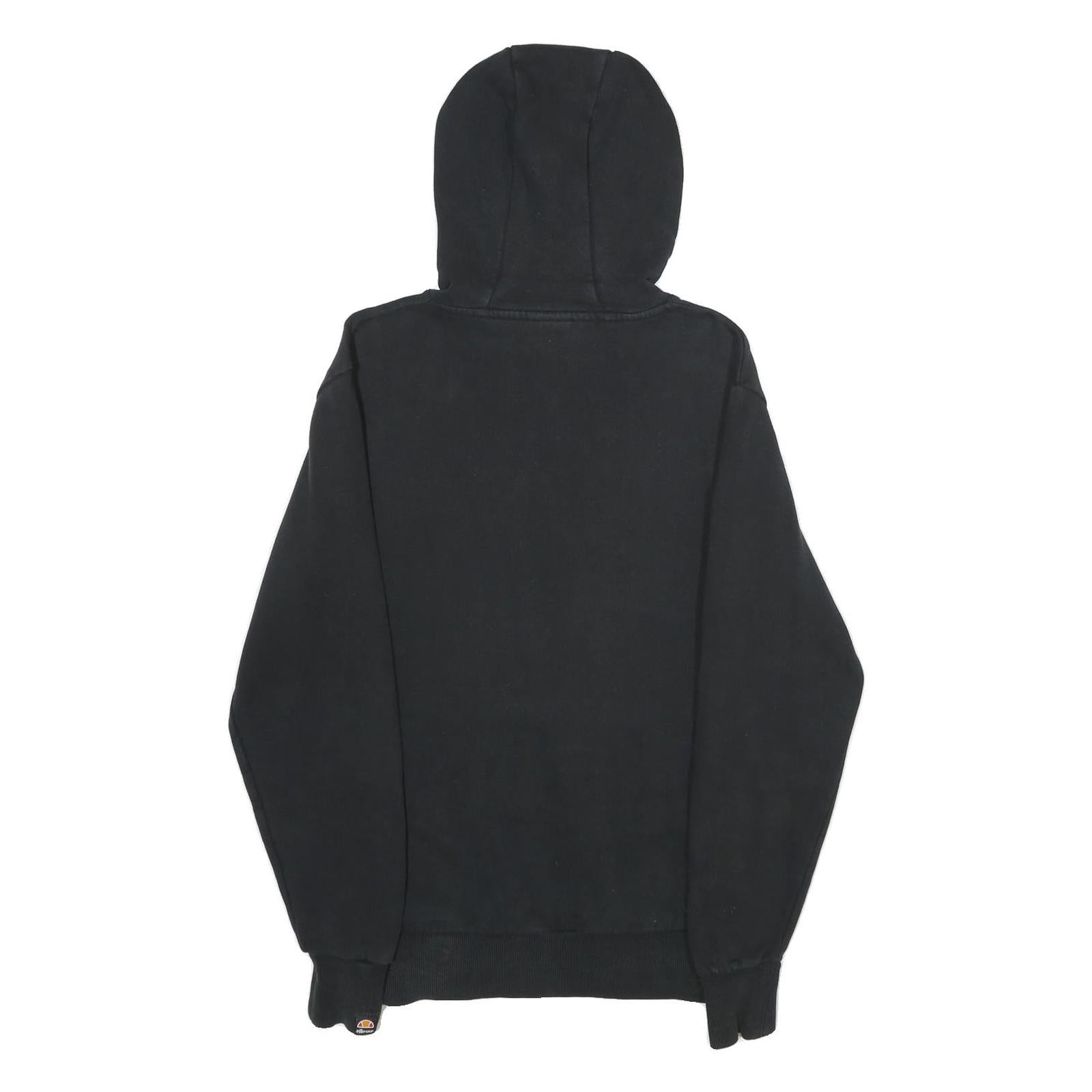 ELLESSE Mens Black Hoodie S Cotton Blend Pullover Hooded Sweatshirt Logo
