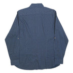 TED BAKER Mens Blue & Grey Printed Cotton Blend Shirt L Long Sleeve Casual