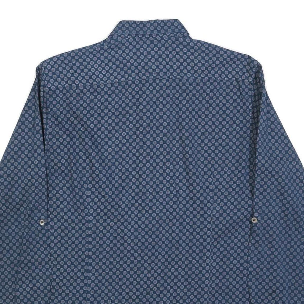 TED BAKER Mens Blue & Grey Printed Cotton Blend Shirt L Long Sleeve Casual