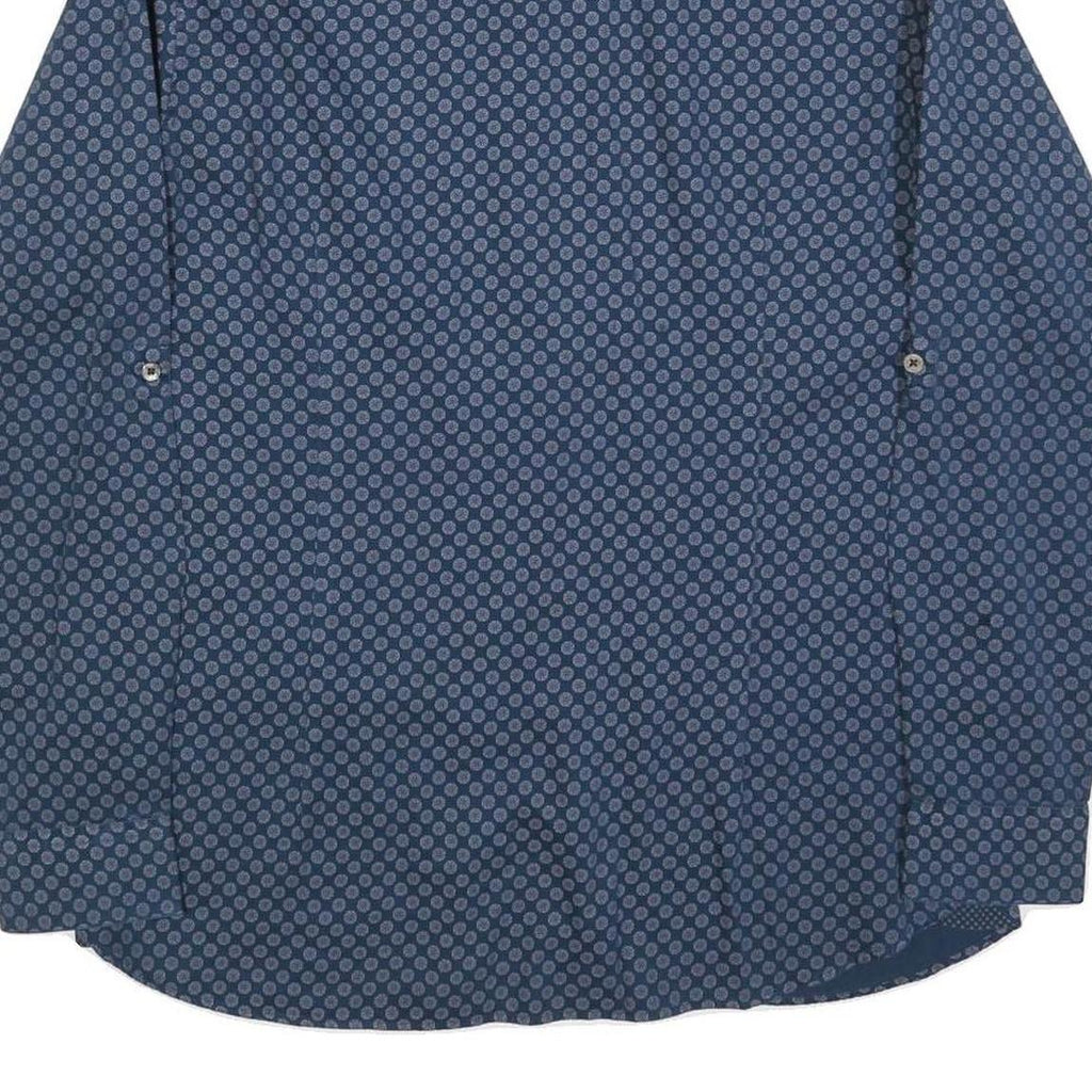 TED BAKER Mens Blue & Grey Printed Cotton Blend Shirt L Long Sleeve Casual