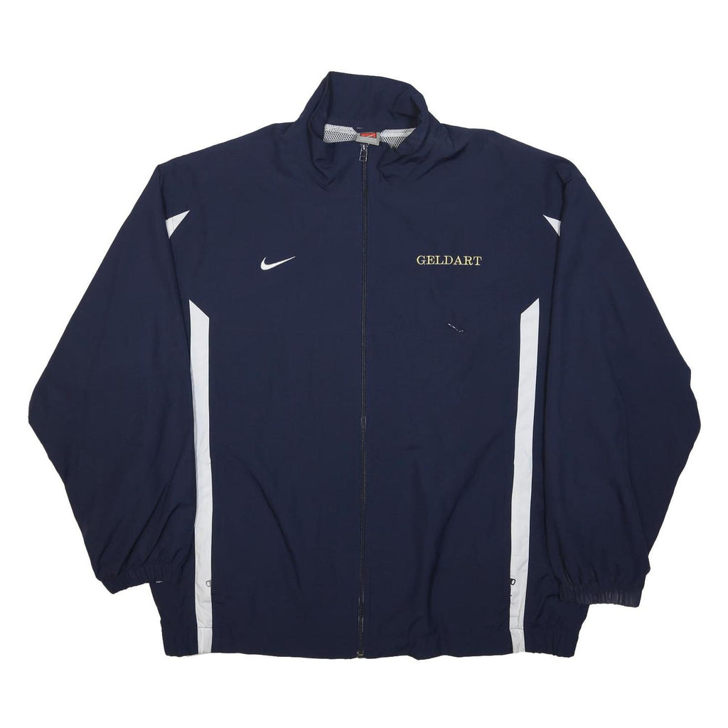 NIKE Mens Navy Blue & White Geldart Logo Zip Polyester Jacket XL Sportswear