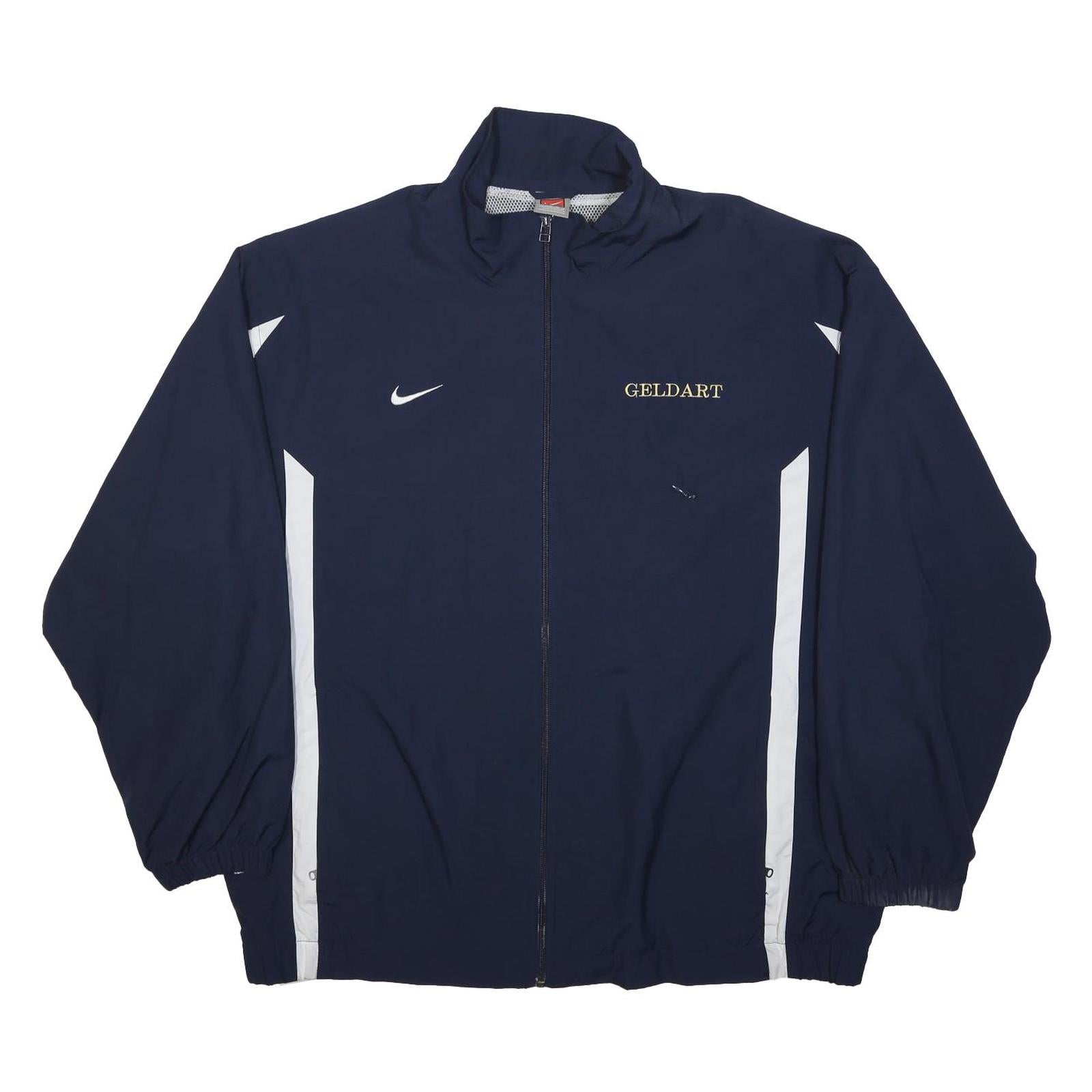 NIKE Mens Navy Blue & White Geldart Logo Zip Polyester Jacket XL Sportswear