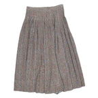 TALBOTS Womens Grey Paisley Pleated Midi Polyester Blend Skirt Size S Classic