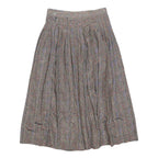 TALBOTS Womens Grey Paisley Pleated Midi Polyester Blend Skirt Size S Classic
