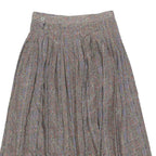 TALBOTS Womens Grey Paisley Pleated Midi Polyester Blend Skirt Size S Classic