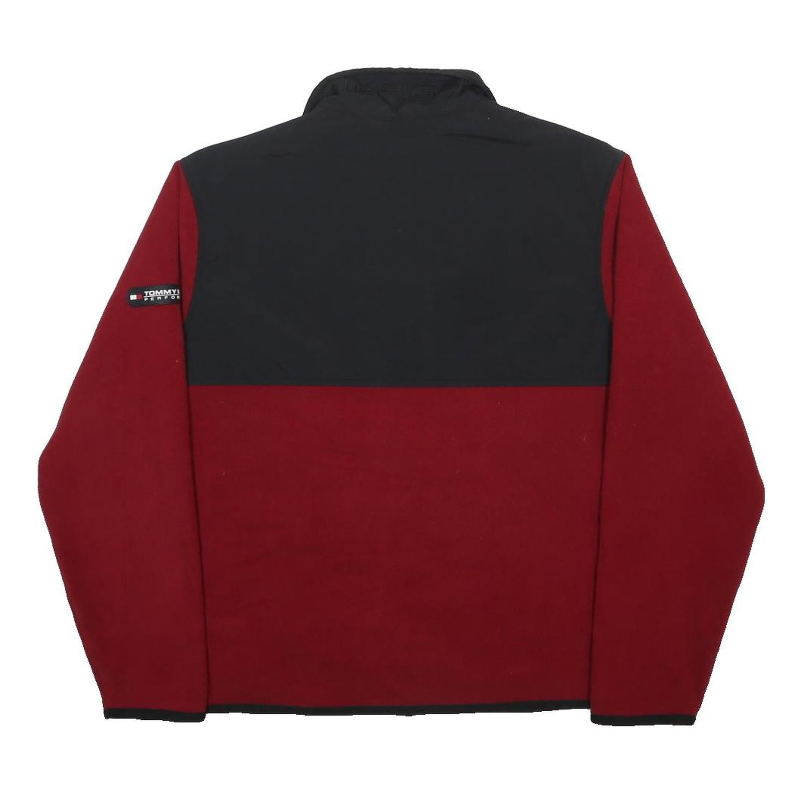 TOMMY HILFIGER Mens Red & Black Performance Track Jacket L Polyester Zip