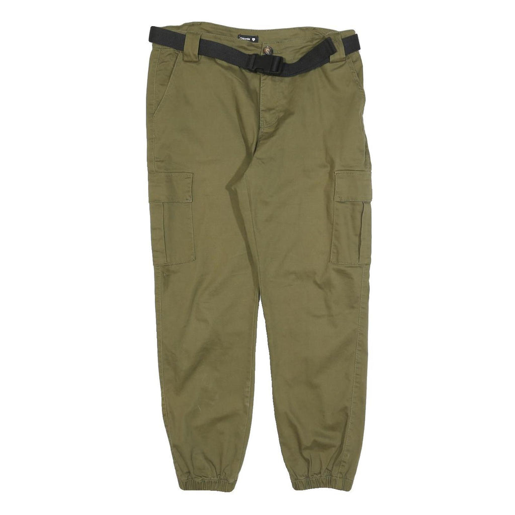CHICOREE Womens Cotton Blend Beige Regular Cargo Trousers W34 L27 Casual