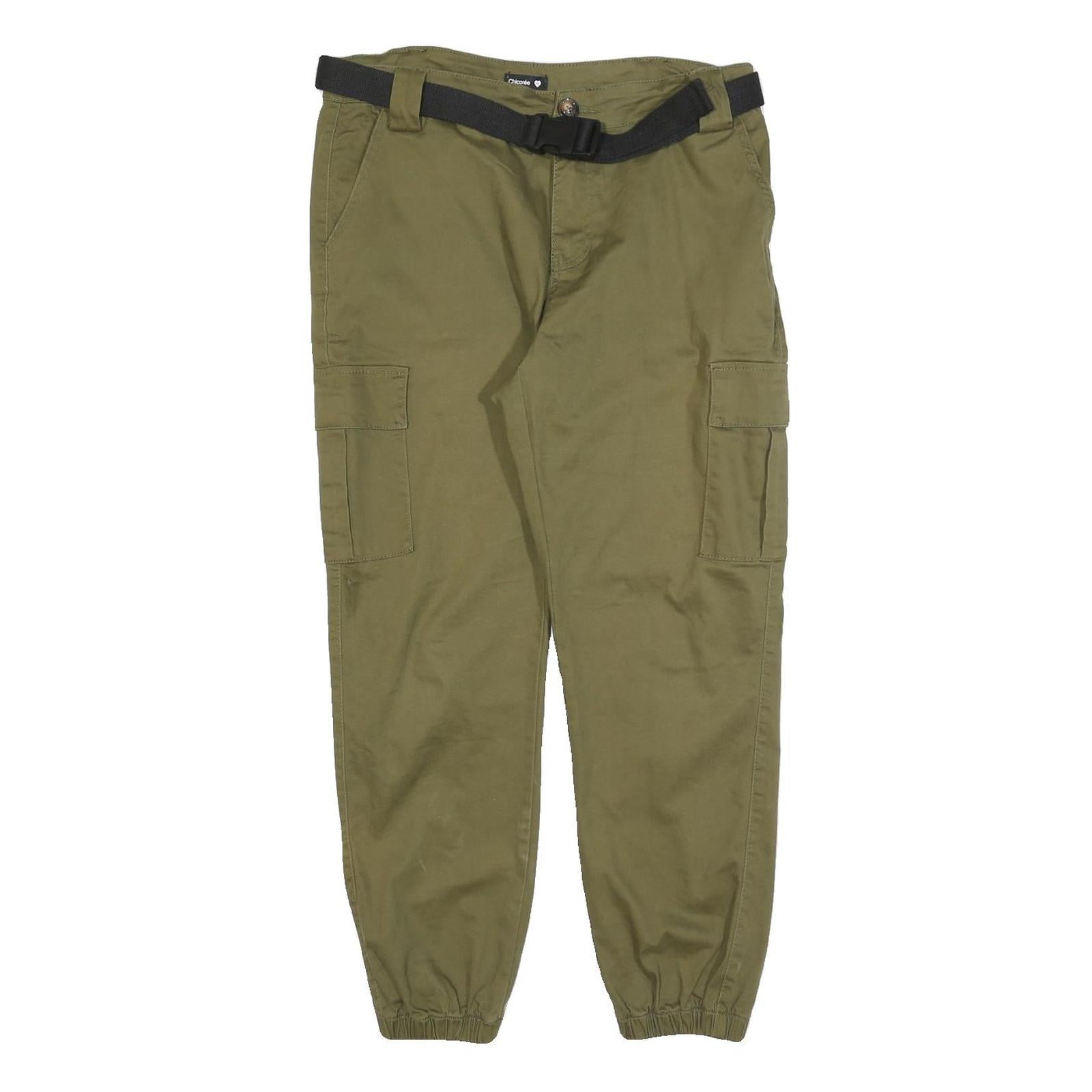CHICOREE Womens Cotton Blend Beige Regular Cargo Trousers W34 L27 Casual