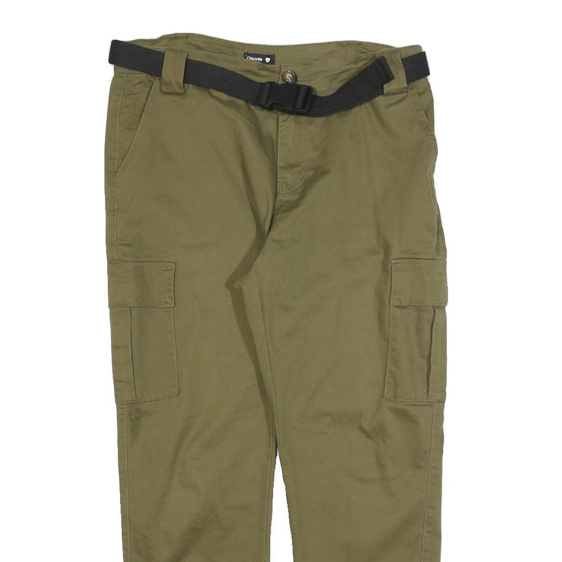 CHICOREE Womens Cotton Blend Beige Regular Cargo Trousers W34 L27 Casual