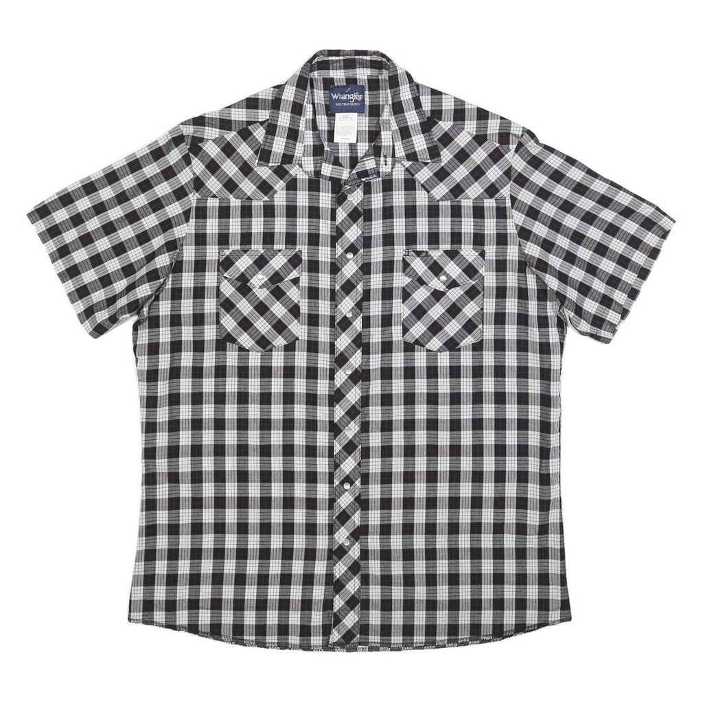 WRANGLER Mens Black & White Check Shirt XL Western Style Casual Cotton Blend