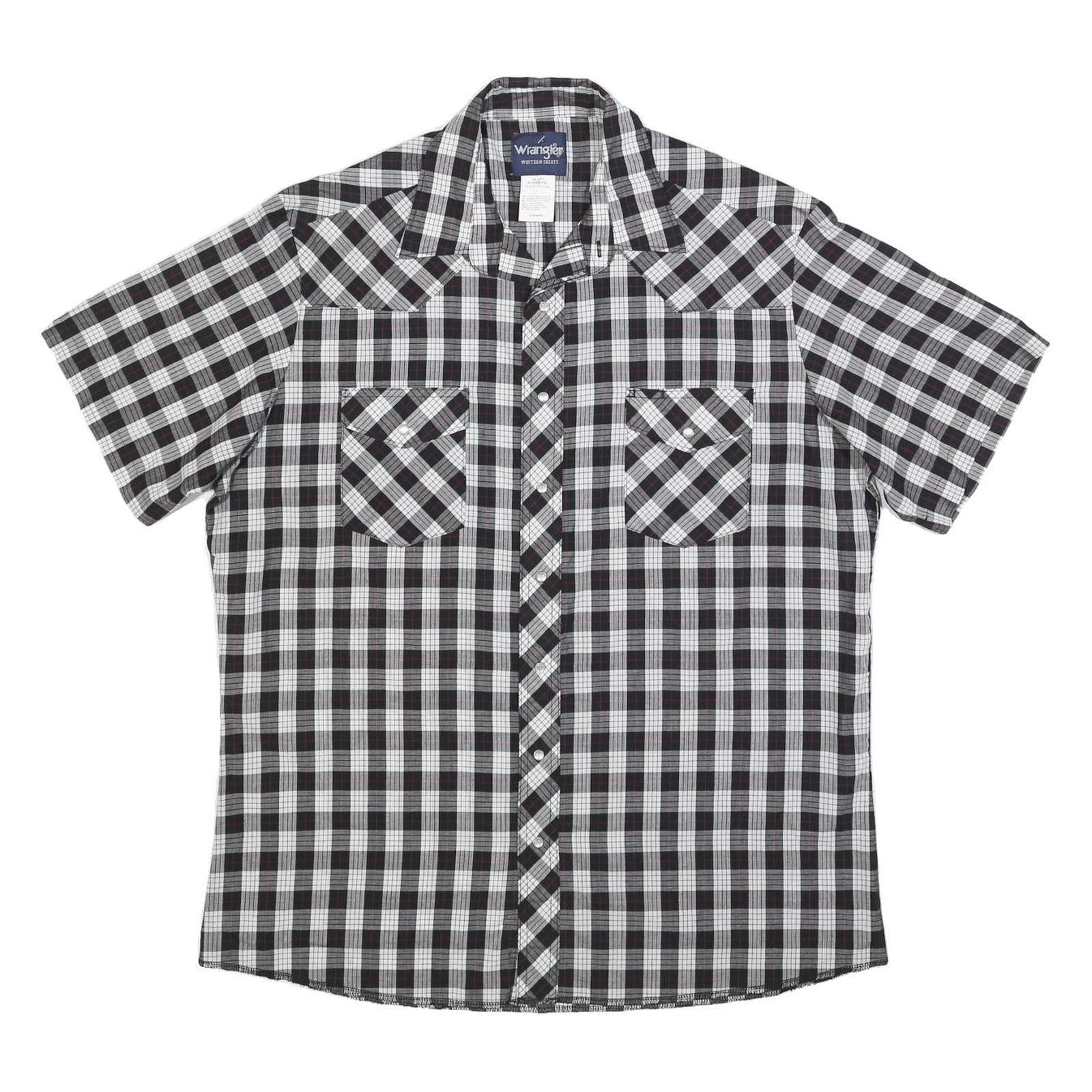 WRANGLER Mens Black & White Check Shirt XL Western Style Casual Cotton Blend