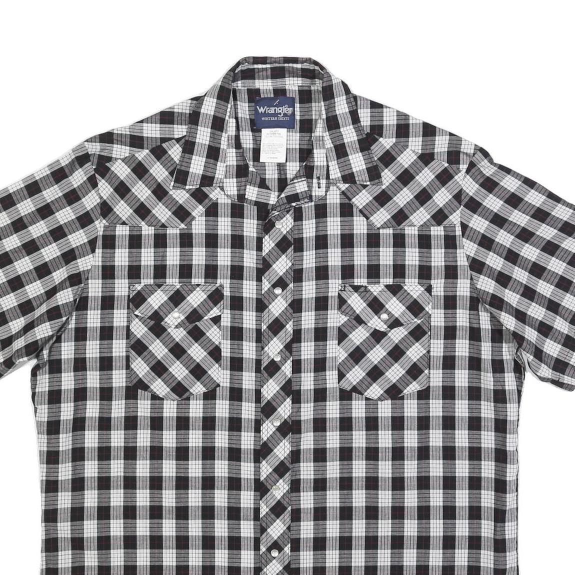WRANGLER Mens Black & White Check Shirt XL Western Style Casual Cotton Blend