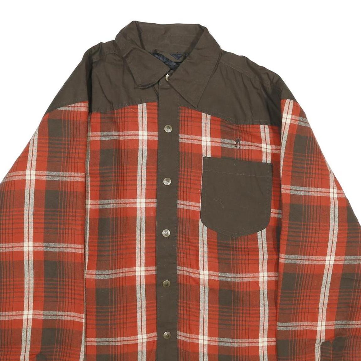 BROWNING Mens Red & Brown Check Button Cotton Blend Jacket L Casual Outdoor