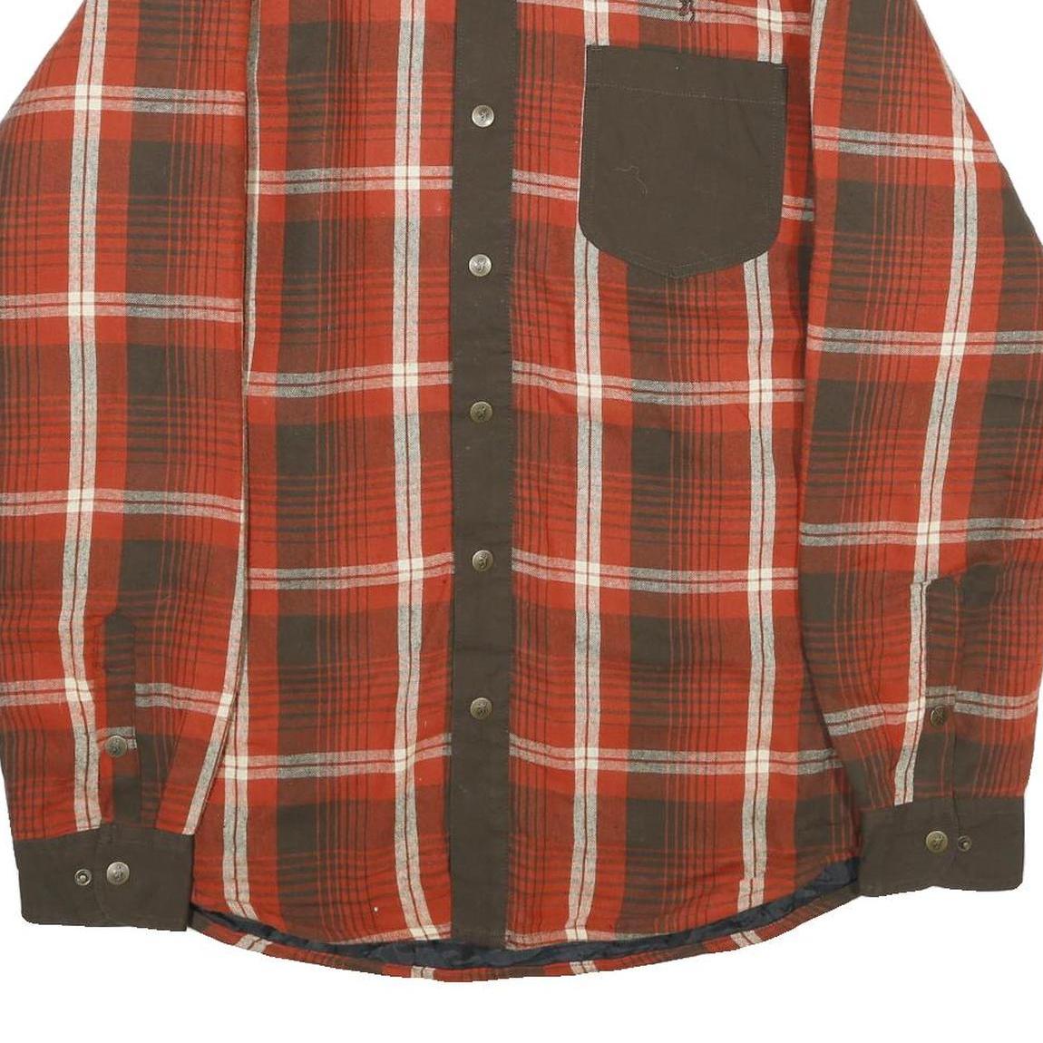 BROWNING Mens Red & Brown Check Button Cotton Blend Jacket L Casual Outdoor