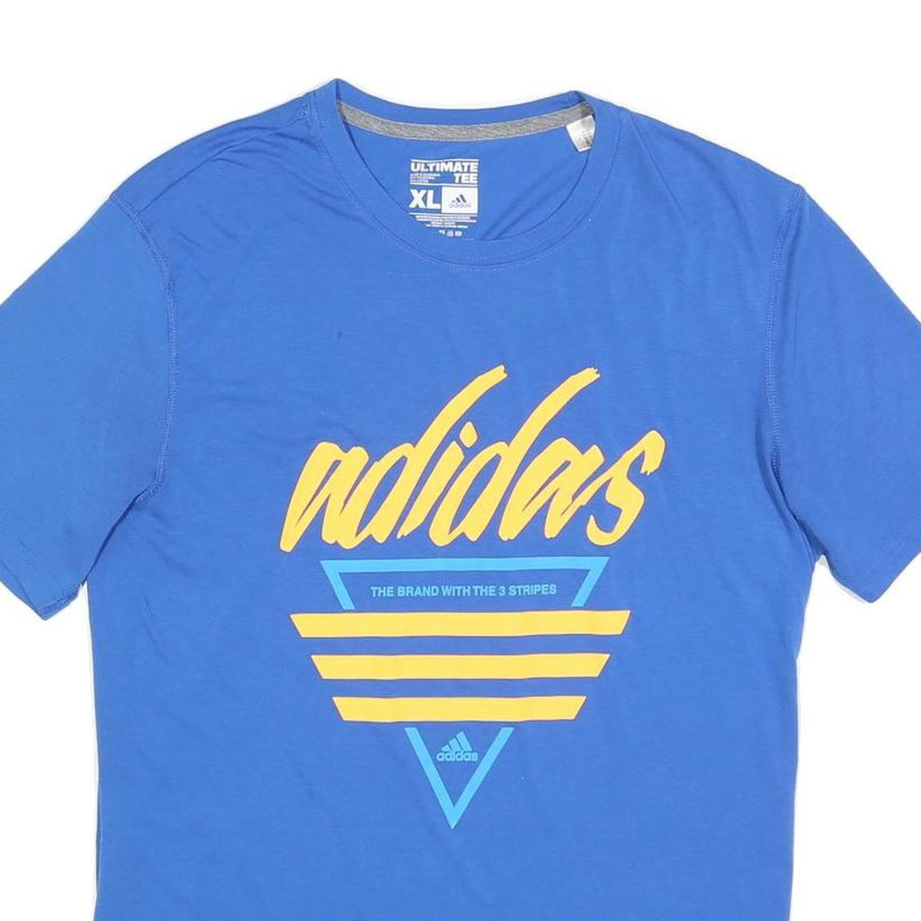 ADIDAS Mens Blue Graphic T-Shirt XL Short Sleeve Crew Neck Logo Streetwear